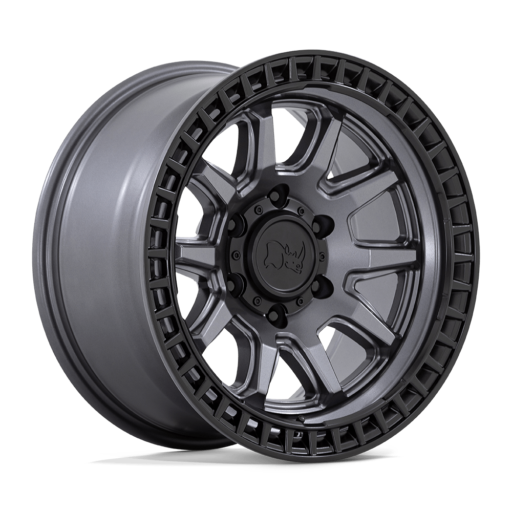 Black Rhino Hard Alloys Calico 17X8.5 +34 Matte Gunmetal W/ M-Black Lip