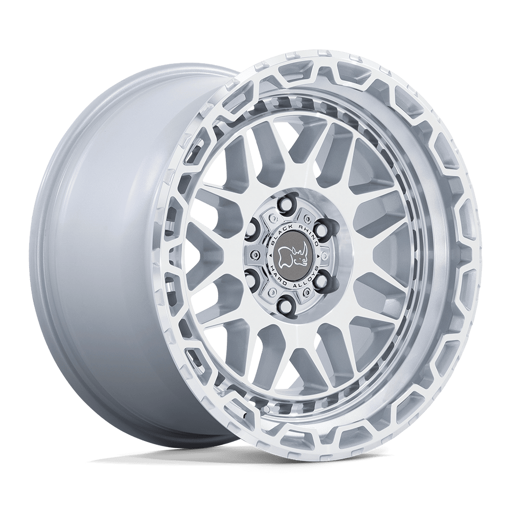 Black Rhino Hard Alloys Holcomb 17X9.5 +12 Gloss Silver W/ Mirror Cut Fac