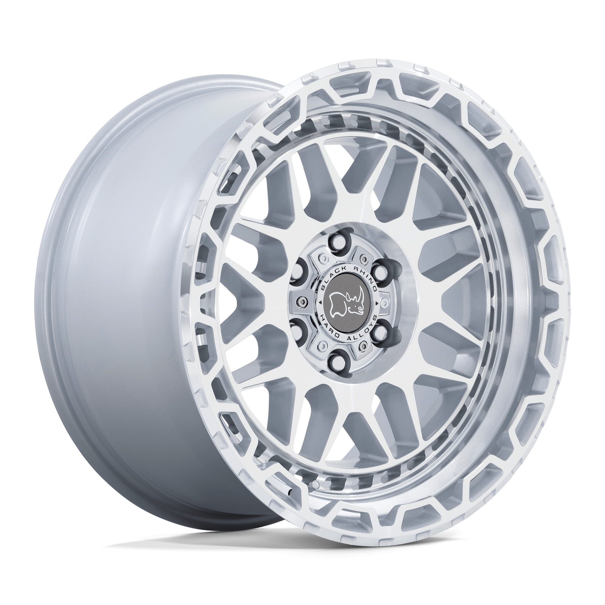 Black Rhino Hard Alloys Holcomb 17X9.5 +12 Gloss Silver W/ Mirror Cut Fac