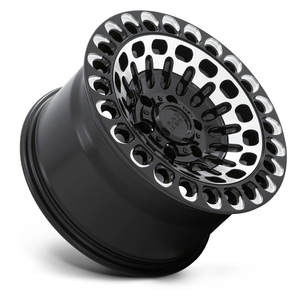 Black Rhino Hard Alloys Labyrinth 17X9.5 -18 Gloss Black W Mach Face & Mill