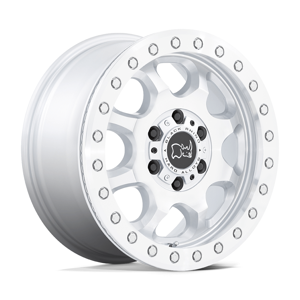 Black Rhino Hard Alloys Venture Beadlock 17X8 +38 Gloss Silver W/ Machined Face