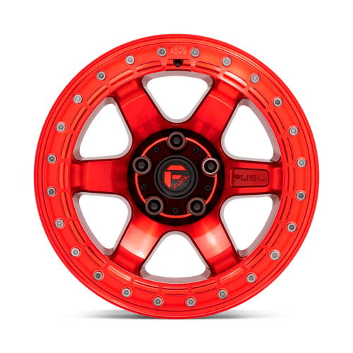 Fuel 1Pc D123 Block Beadlock 17X9 -15 Candy Red W/ Candy Red Ring