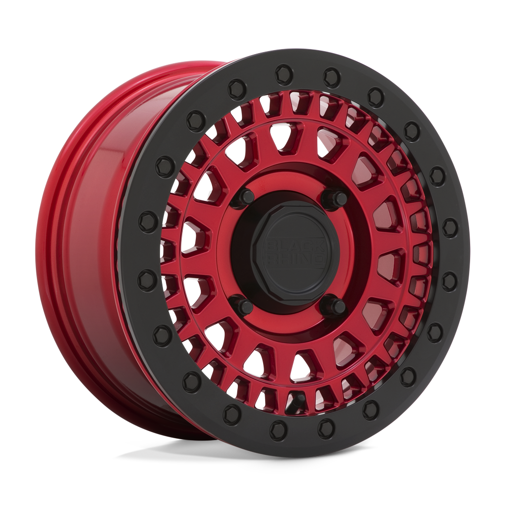 Black Rhino Hard Alloys - Utv Parker Utv Beadlock 15X7 +36 Candy Red W/ Black Bead Ring