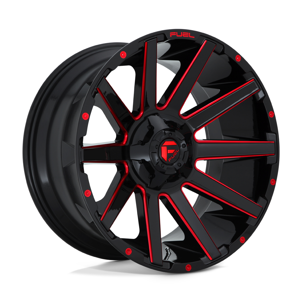Fuel 1Pc D643 Contra 20X10 -18 Gloss Black Red Tinted Clear