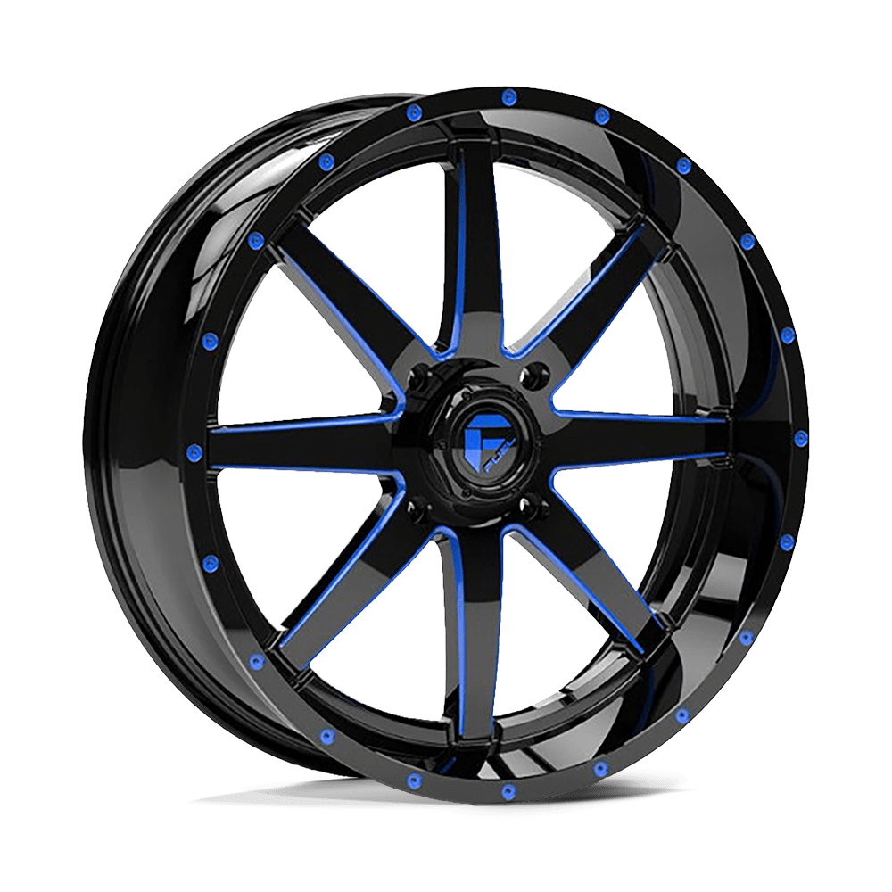 Fuel Utv D651 Maverick Utv 22X7 +13 Gloss Black Mill W/ Blue Tint