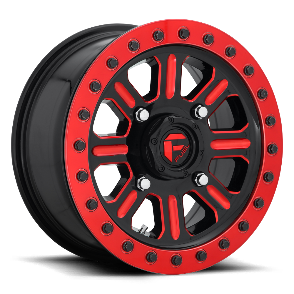 Fuel Utv D911 Hardline Utv Beadlock 15X10 +25 Gloss Black Red Tinted Clear