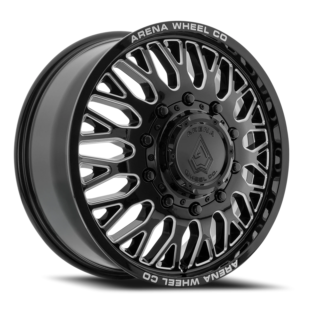 Arena Dually Monarch 20X8.25 +105 Gloss Black Milled (Front)
