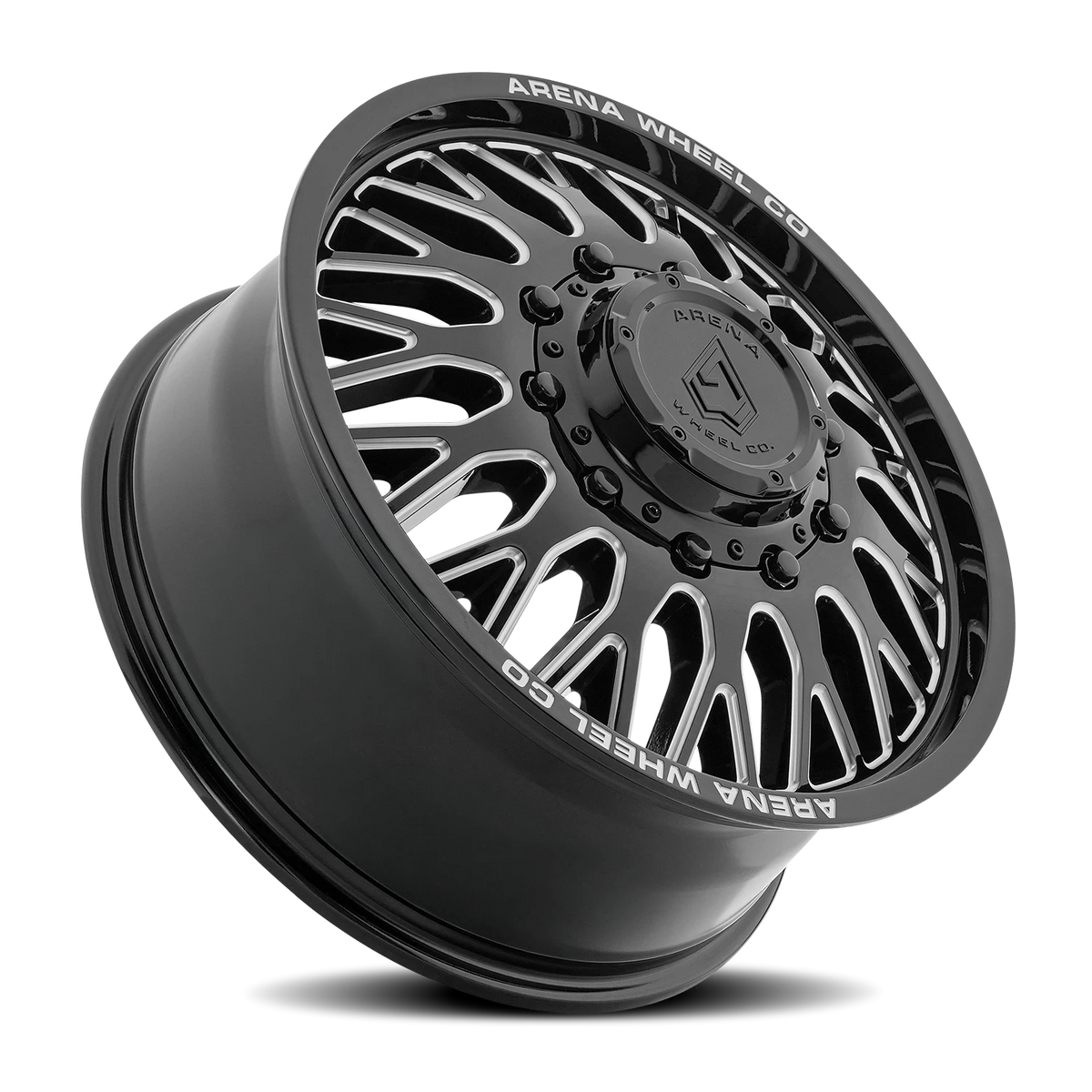 Arena Dually Monarch 20X8.25 +100 Gloss Black Milled (Front)