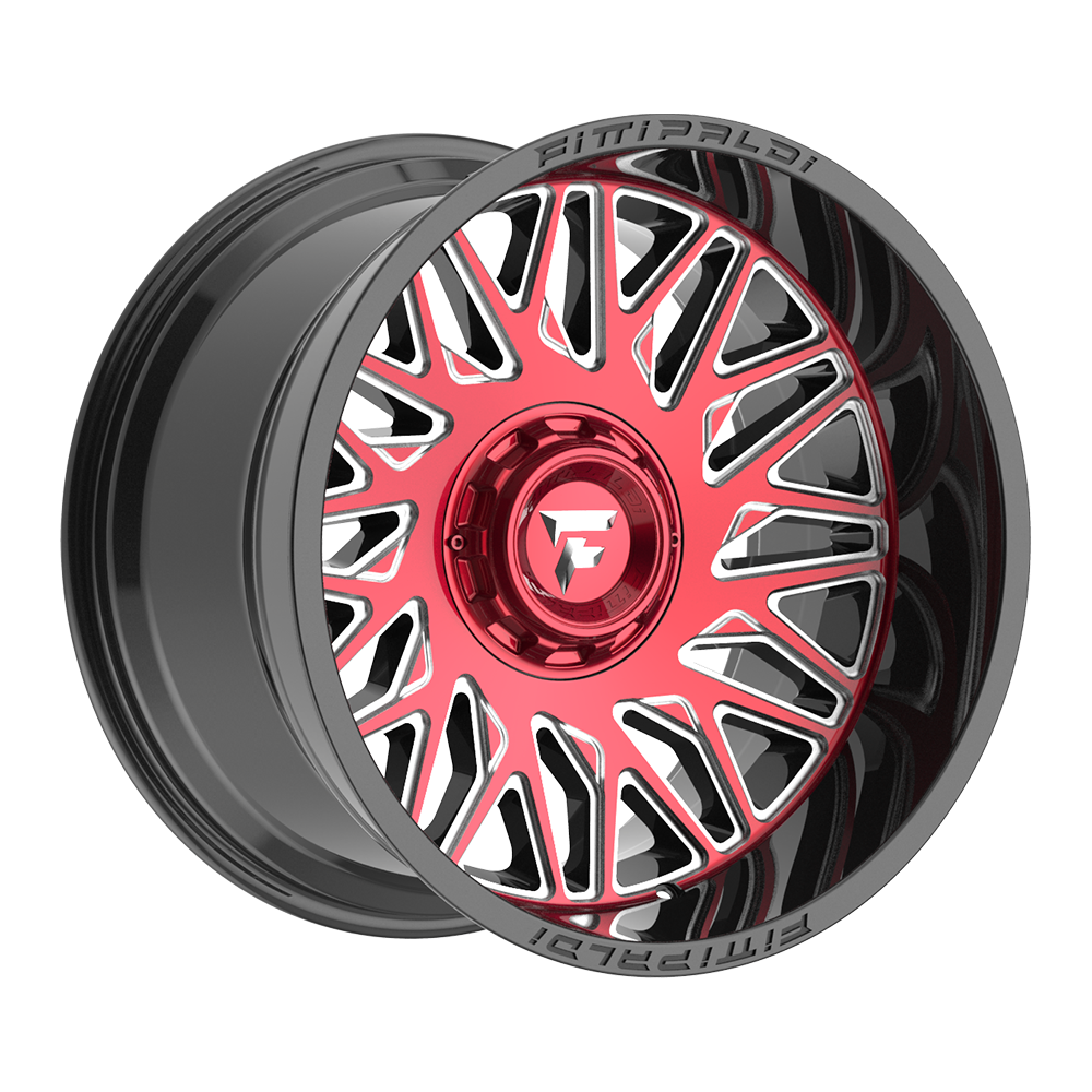 Fittipaldi FA07 20X12 -44 Gloss Black Machined Face with Red Tint and Milled Windows