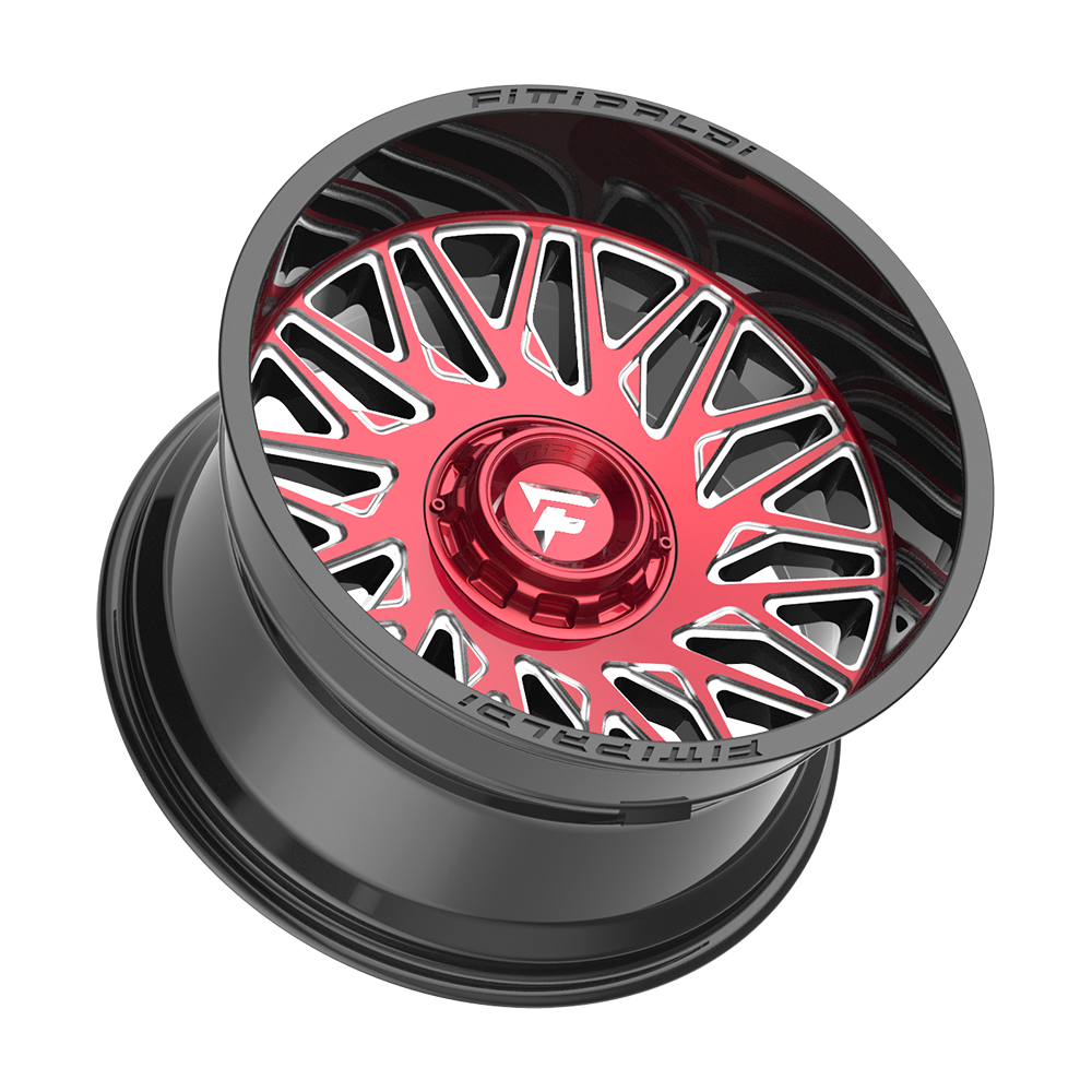 Fittipaldi FA07 20X12 -44 Gloss Black Machined Face with Red Tint and Milled Windows