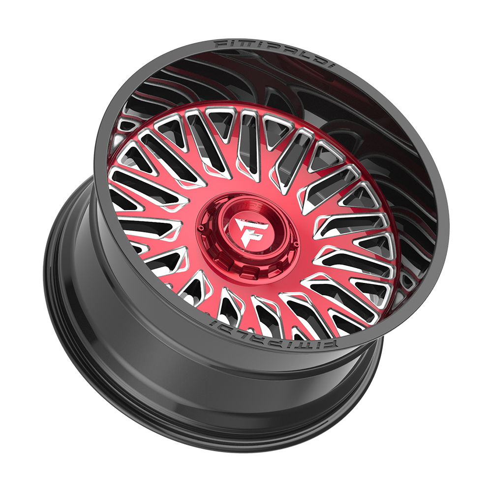 Fittipaldi FA07 22X12 -44 Gloss Black Machined Face with Red Tint and Milled Windows