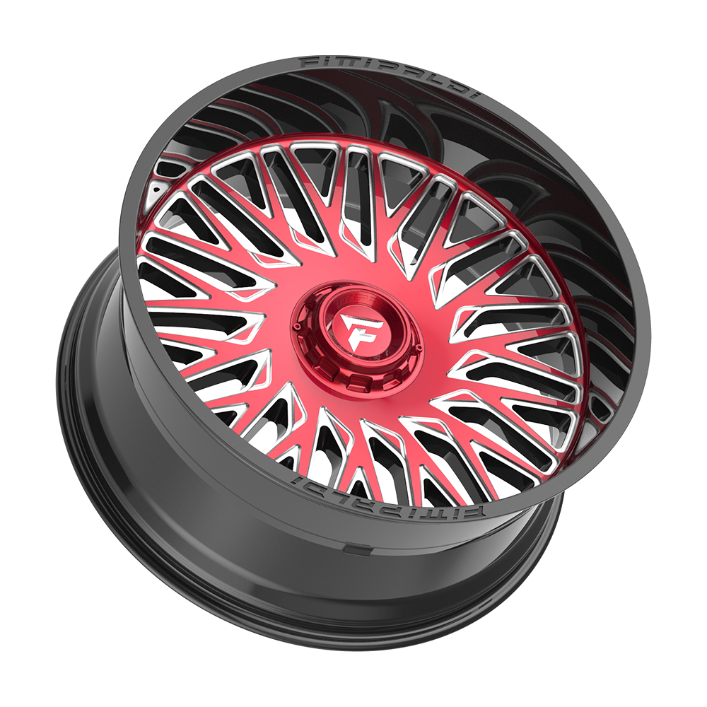Fittipaldi FA07 26X12 -44 Gloss Black Machined Face, Red tint, Milled Windows