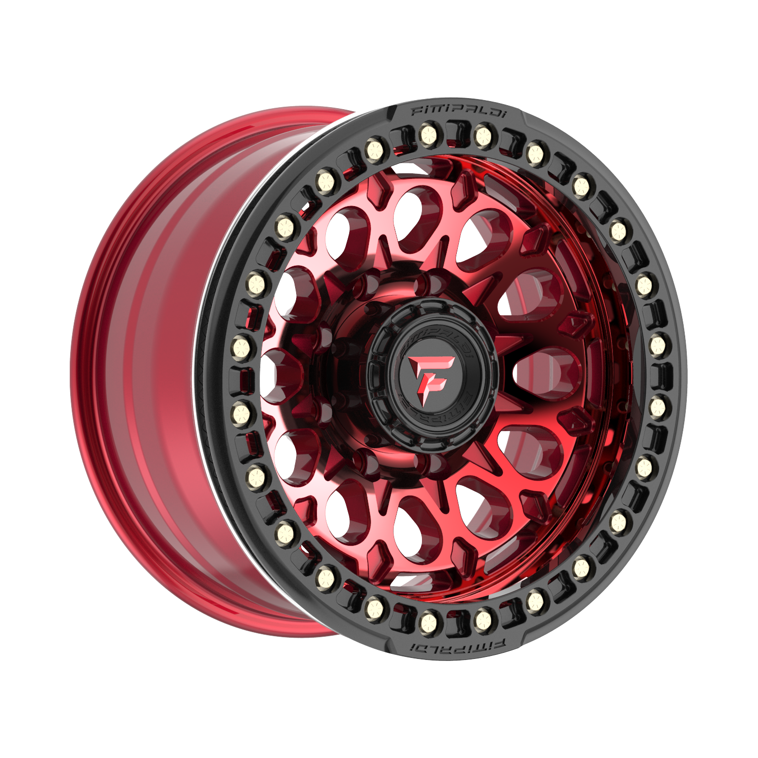 Fittipaldi FB153 17X9 -15 Gloss Red Machined with Red Tint and Gloss Black Ring