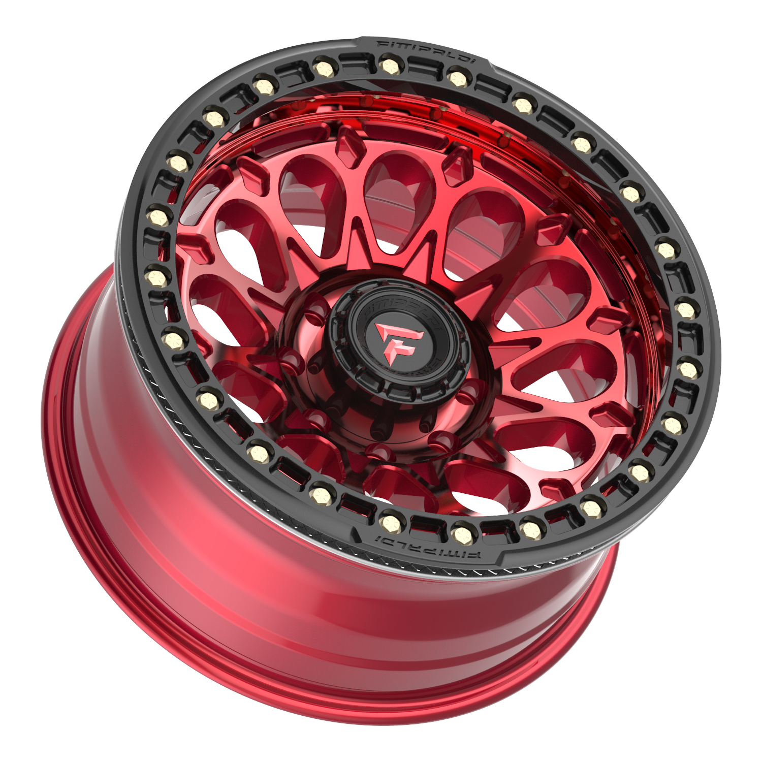 Fittipaldi FB153 20X10 -38 Gloss Red Machined with Red Tint and Gloss Black Ring