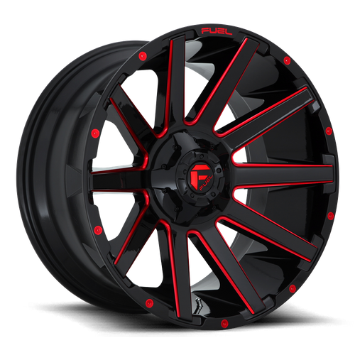 Fuel 1Pc D643 Contra 22X10 -18 Gloss Black Red Tinted Clear