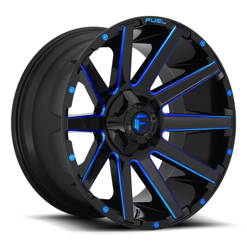 Fuel 1Pc D644 Contra 20X10 -18 Gloss Black Blue Tinted Clear