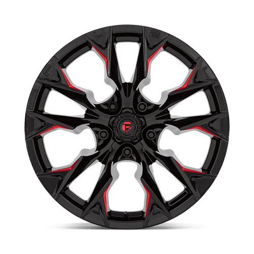 Fuel 1Pc D823 Flame 20X10 -18 Gloss Black Mill W/ Candy Red