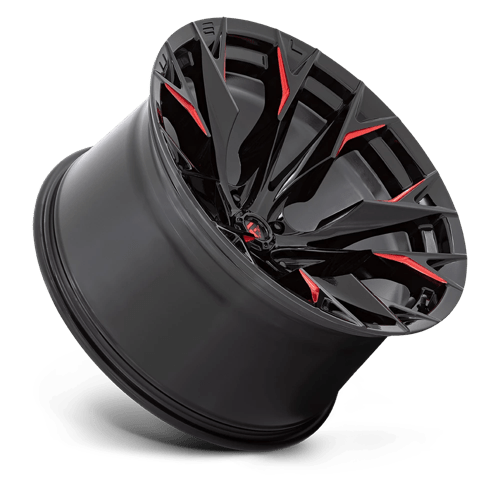Fuel 1Pc D823 Flame 22X12 -44 Gloss Black Mill W/ Candy Red