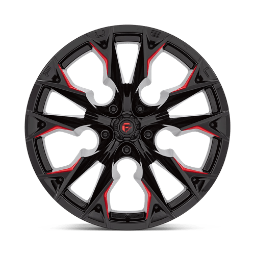 Fuel 1Pc D823 Flame 22X12 -44 Gloss Black Mill W/ Candy Red