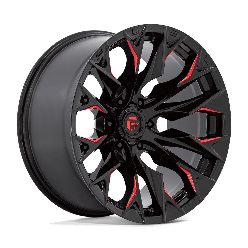 Fuel 1Pc D823 Flame 20X9 +1 Gloss Black Mill W/ Candy Red