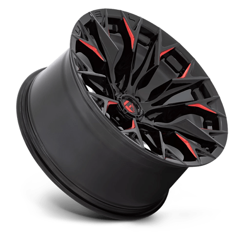 Fuel 1Pc D823 Flame 20X9 +20 Gloss Black Mill W/ Candy Red
