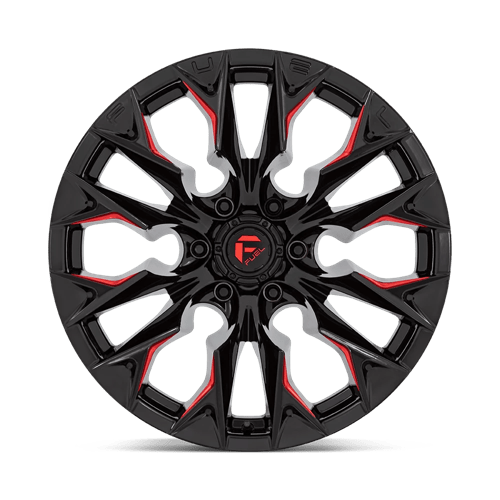 Fuel 1Pc D823 Flame 20X9 +1 Gloss Black Mill W/ Candy Red