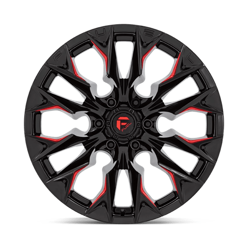 Fuel 1Pc D823 Flame 20X10 -18 Gloss Black Mill W/ Candy Red