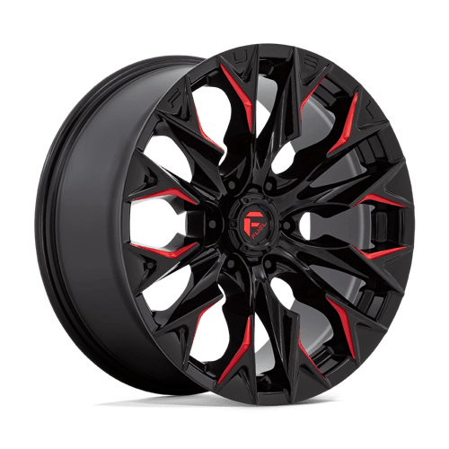 Fuel 1Pc D823 Flame 20X9 +20 Gloss Black Mill W/ Candy Red