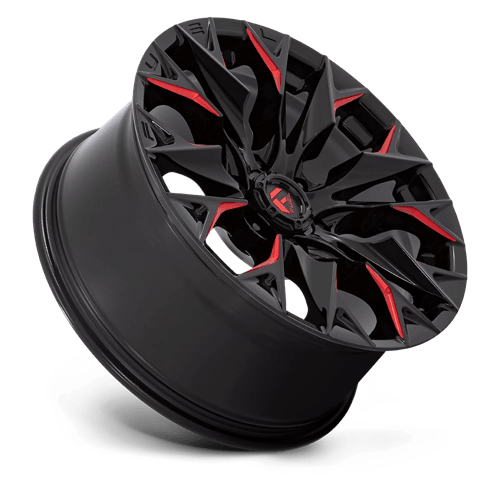 Fuel 1Pc D823 Flame 20X9 +20 Gloss Black Mill W/ Candy Red