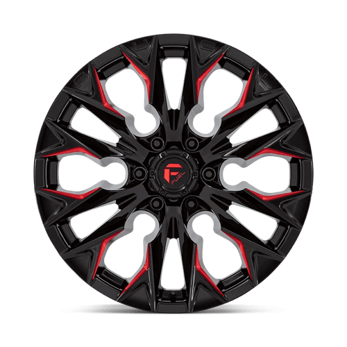 Fuel 1Pc D823 Flame 20X9 +20 Gloss Black Mill W/ Candy Red