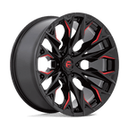 Fuel 1Pc D823 Flame 22X10 -18 Gloss Black Mill W/ Candy Red