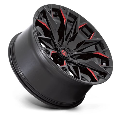 Fuel 1Pc D823 Flame 22X10 -18 Gloss Black Mill W/ Candy Red