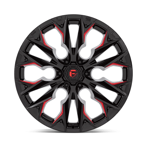 Fuel 1Pc D823 Flame 22X10 -18 Gloss Black Mill W/ Candy Red