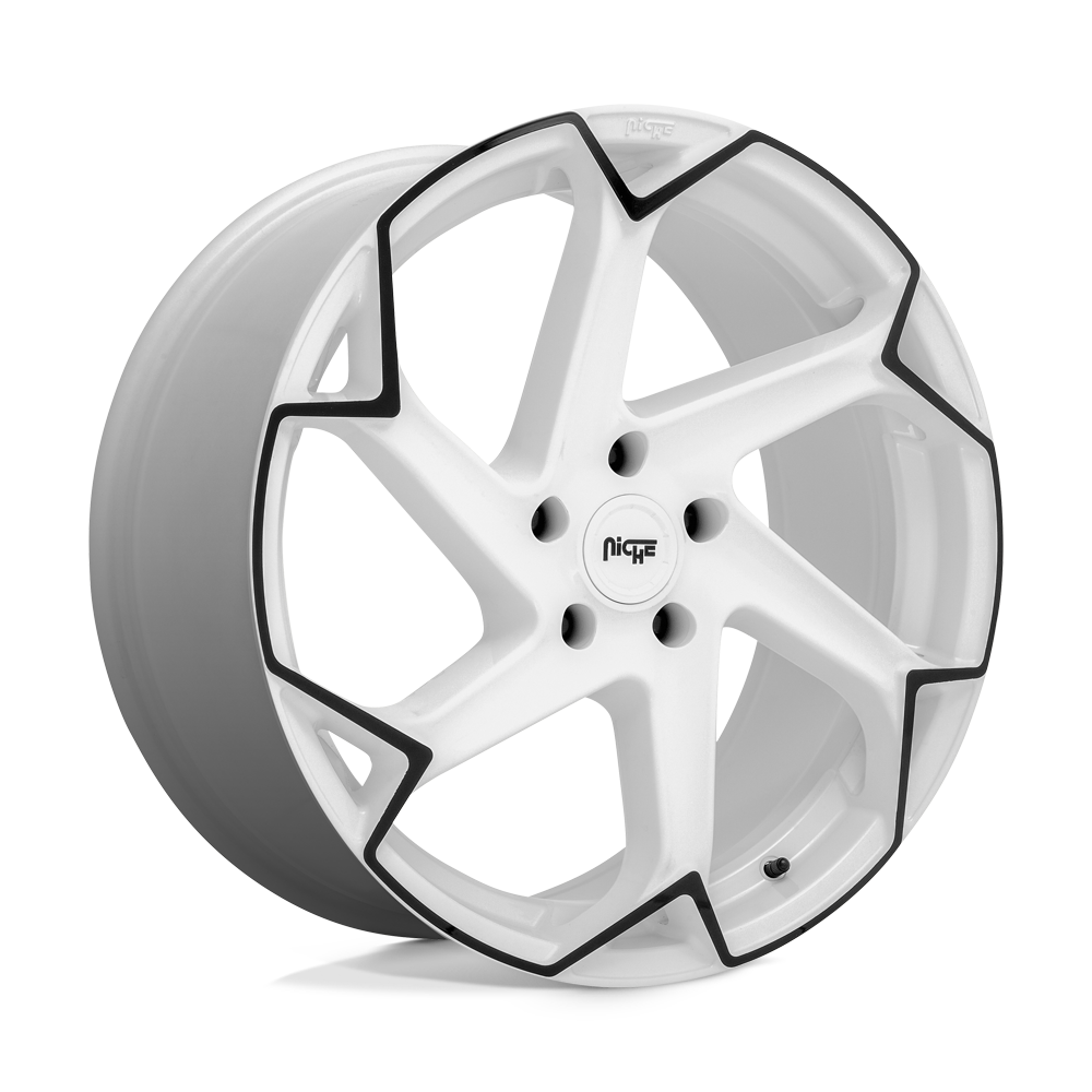 Niche 1Pc M257 Flash 20X10.5 +40 Gloss White W/ Black