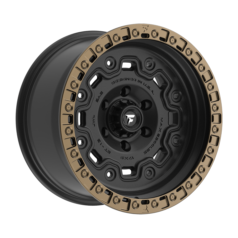 Fittipaldi FT100 17X9 -12 Satin Black with Bronze Ring