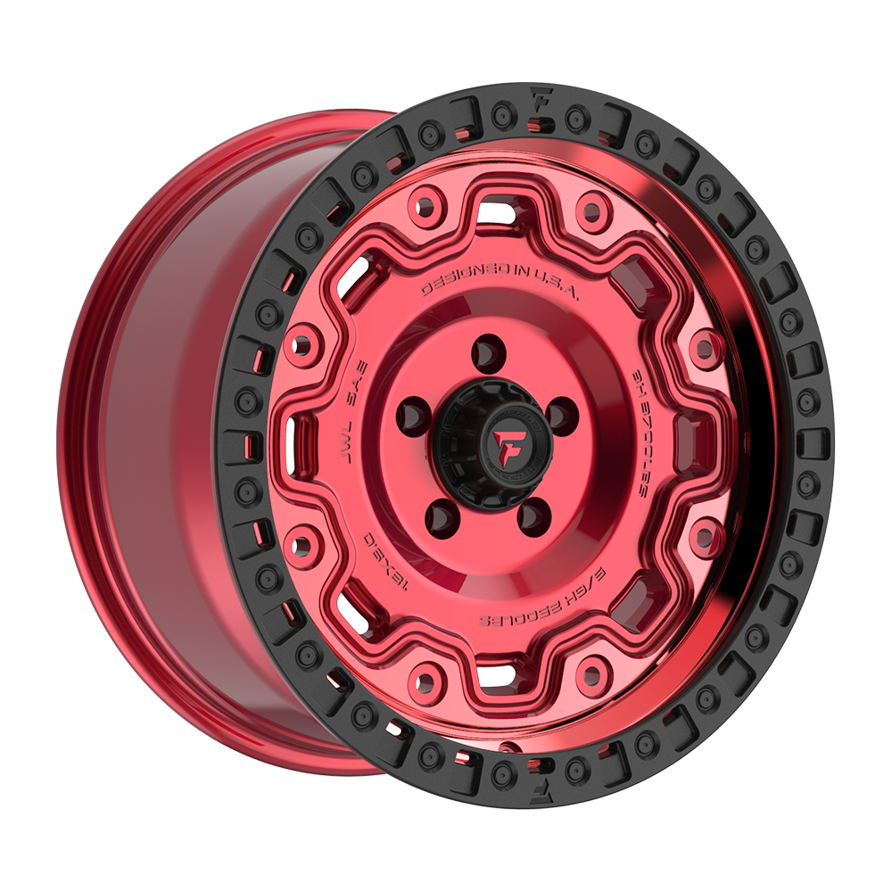 Fittipaldi FT100 18X9 +18 Gloss Red with Machined Face, Red Tint, and Satin Black Lip
