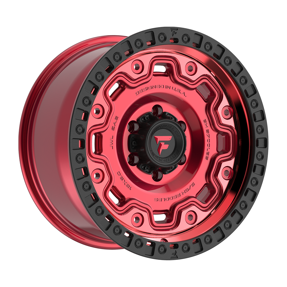 Fittipaldi FT100 18X9 +18 Gloss Red with Machined Face, Red Tint, and Satin Black Lip