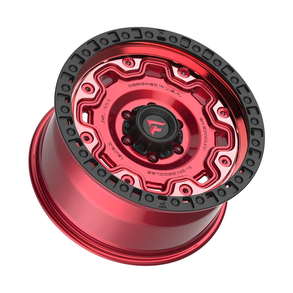 Fittipaldi FT100 18X9 +18 Gloss Red with Machined Face, Red Tint, and Satin Black Lip