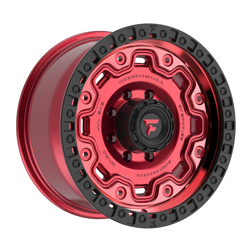 Fittipaldi FT100 18X9 +18 Gloss Red with Machined Face, Red Tint, and Satin Black Lip