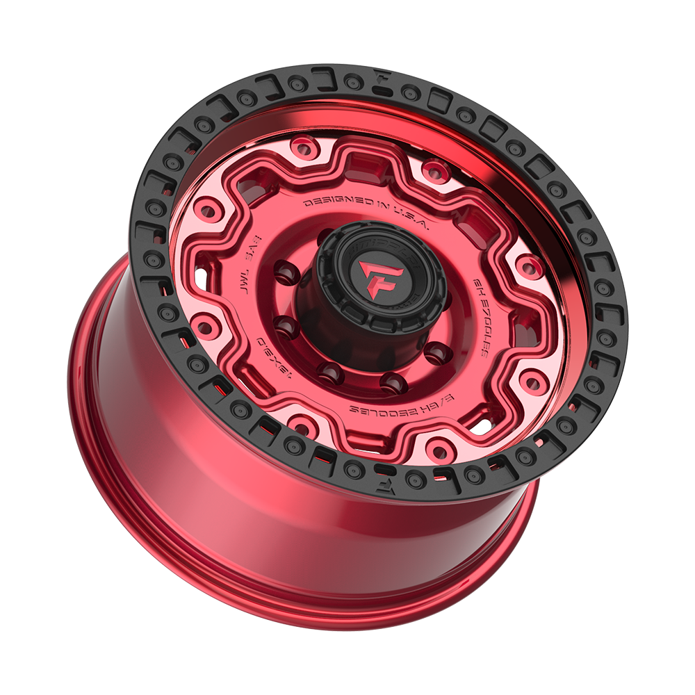Fittipaldi FT100 18X9 +18 Gloss Red with Machined Face, Red Tint, and Satin Black Lip