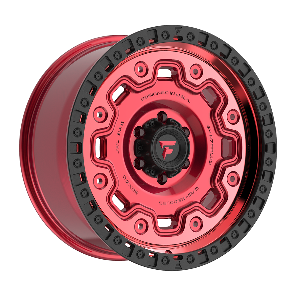Fittipaldi FT100 20X9 +18 Gloss Red with Machined Face, Red Tint, and Satin Black Lip