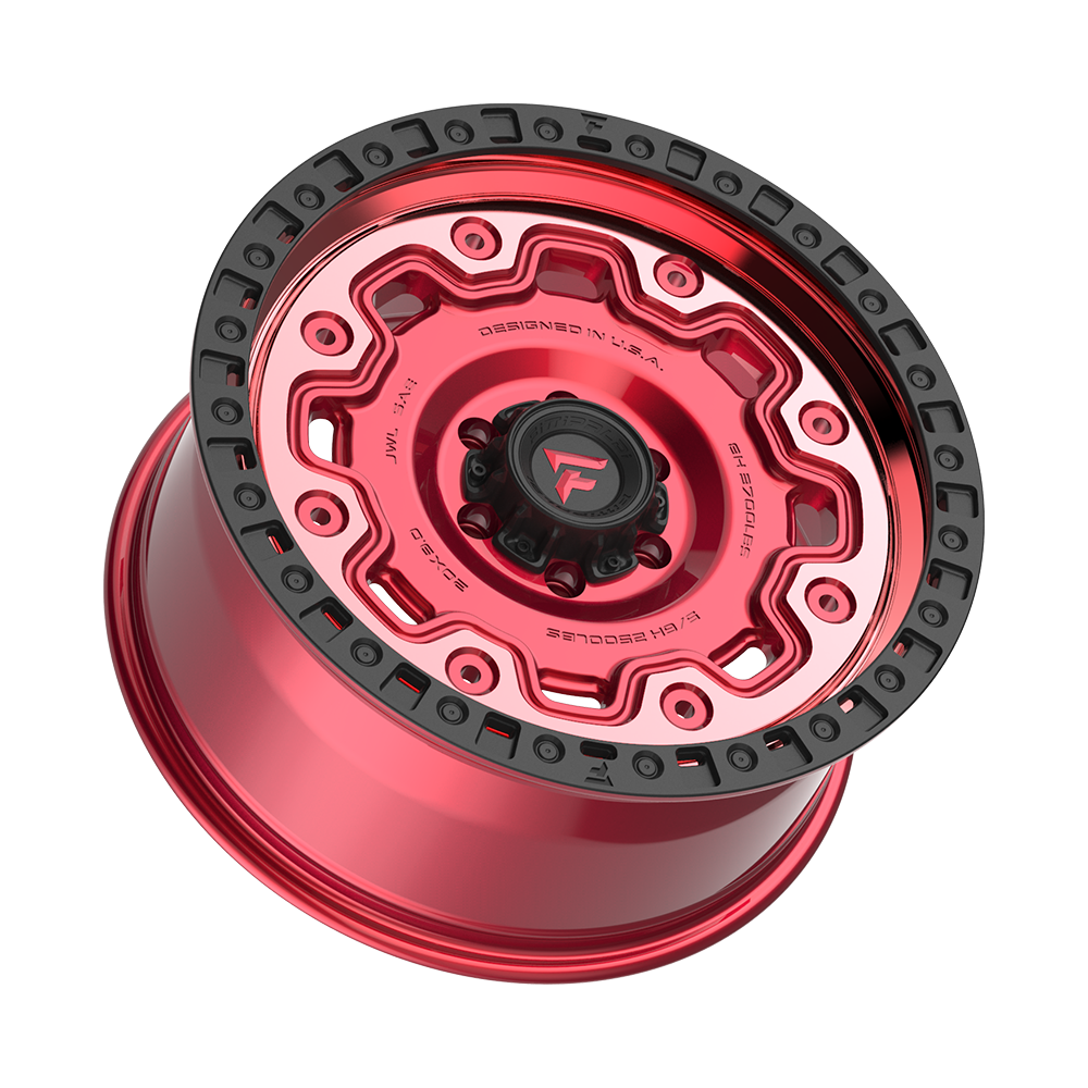 Fittipaldi FT100 20X9 +18 Gloss Red with Machined Face, Red Tint, and Satin Black Lip