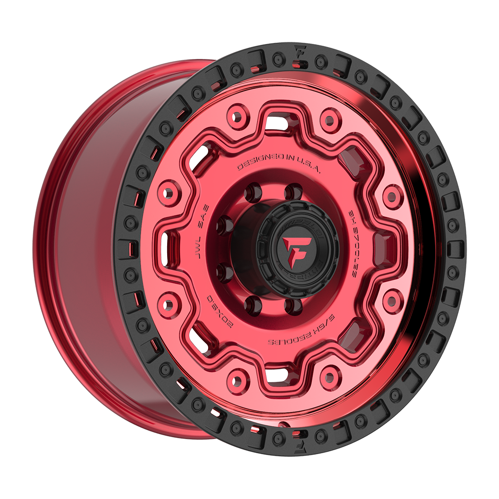 Fittipaldi FT100 20X9 +18 Gloss Red with Machined Face, Red Tint, and Satin Black Lip