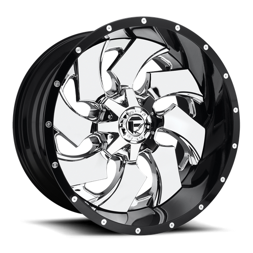 Fuel 1Pc D240 Cleaver 22X8.25 +121 Chrome W/ Gloss Black Lip
