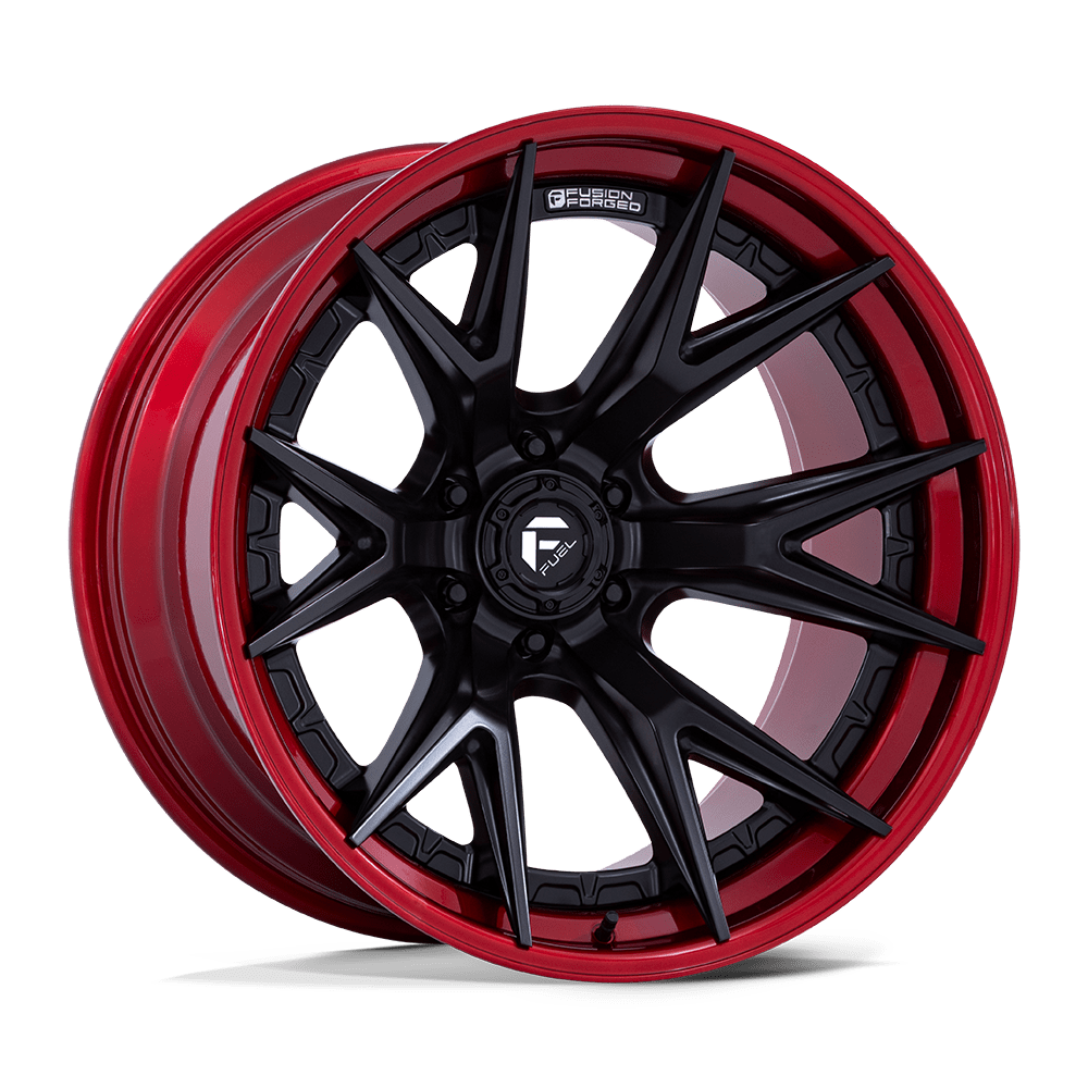 Fuel 1Pc Fc402 Catalyst 18X9 +1 Matte Black W/ Candy Red Lip