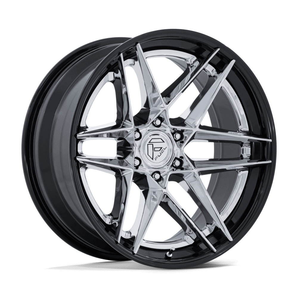 Fuel 1Pc Fc408 Flight 22X10 -18 Chrome W/ Gloss Black Lip
