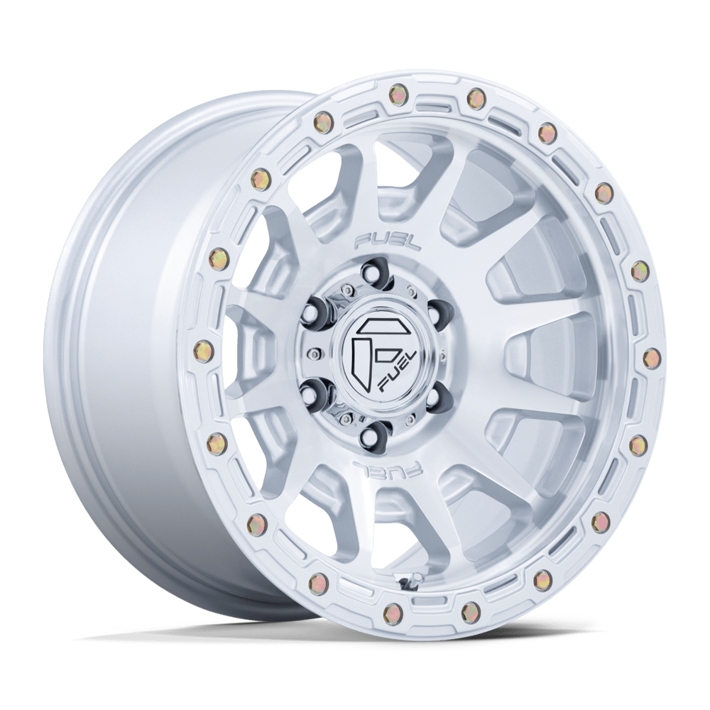 Fuel 1Pc Fc884 Fortress 17X8.5 +25 Gloss Silver W/ Machined Face