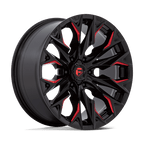 Fuel 1Pc D823 Flame 20X9 +1 Gloss Black Mill W/ Candy Red