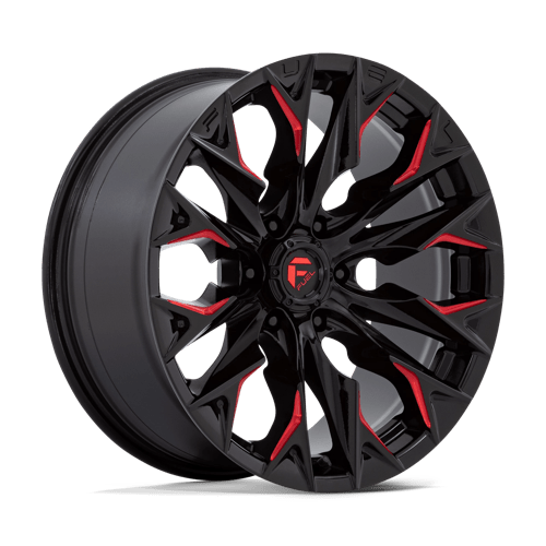 Fuel 1Pc D823 Flame 20X9 +1 Gloss Black Mill W/ Candy Red