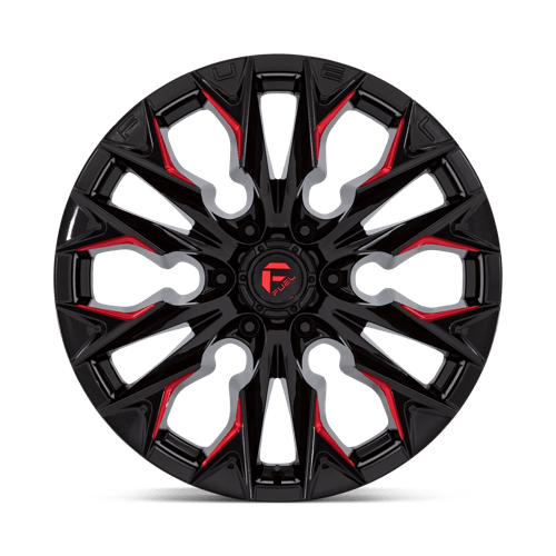 Fuel 1Pc D823 Flame 20X9 +1 Gloss Black Mill W/ Candy Red